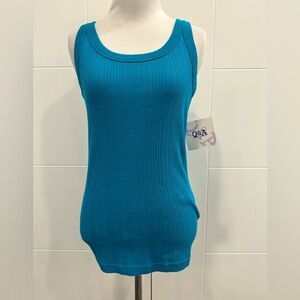 NWT Blue Ribbed Sleeveless Tank Top with Scoop Neckline XL